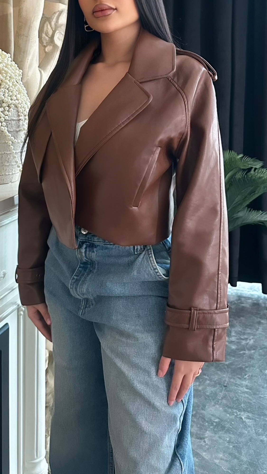 Leather brown jacket